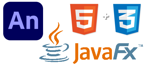 Adobe Animate, HTML5 + CSS3 , Oracle JavaFX 